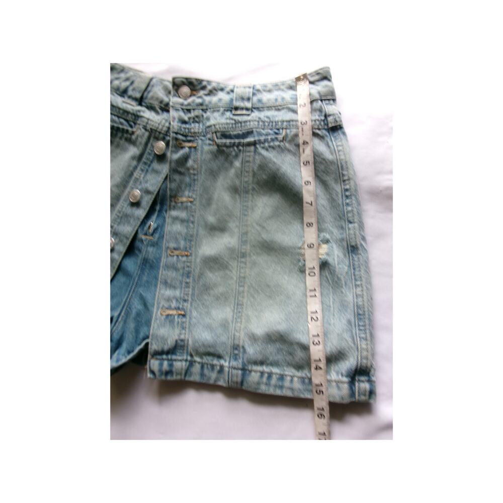 We The Free Free People Denim Skort Women's 30 Button Front Distressed Blue - Picture 6 of 7